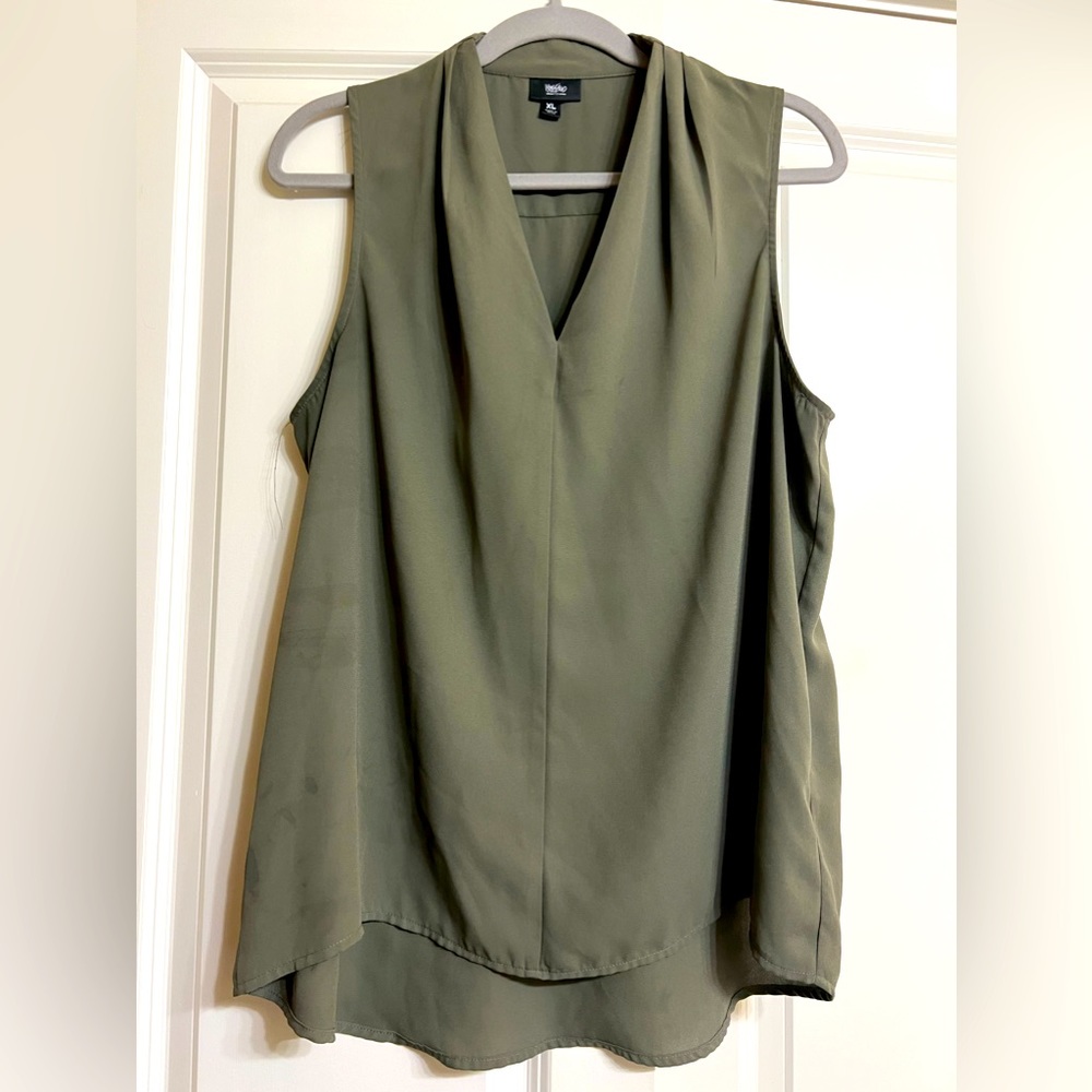 Sleeveless Army Green Blouse